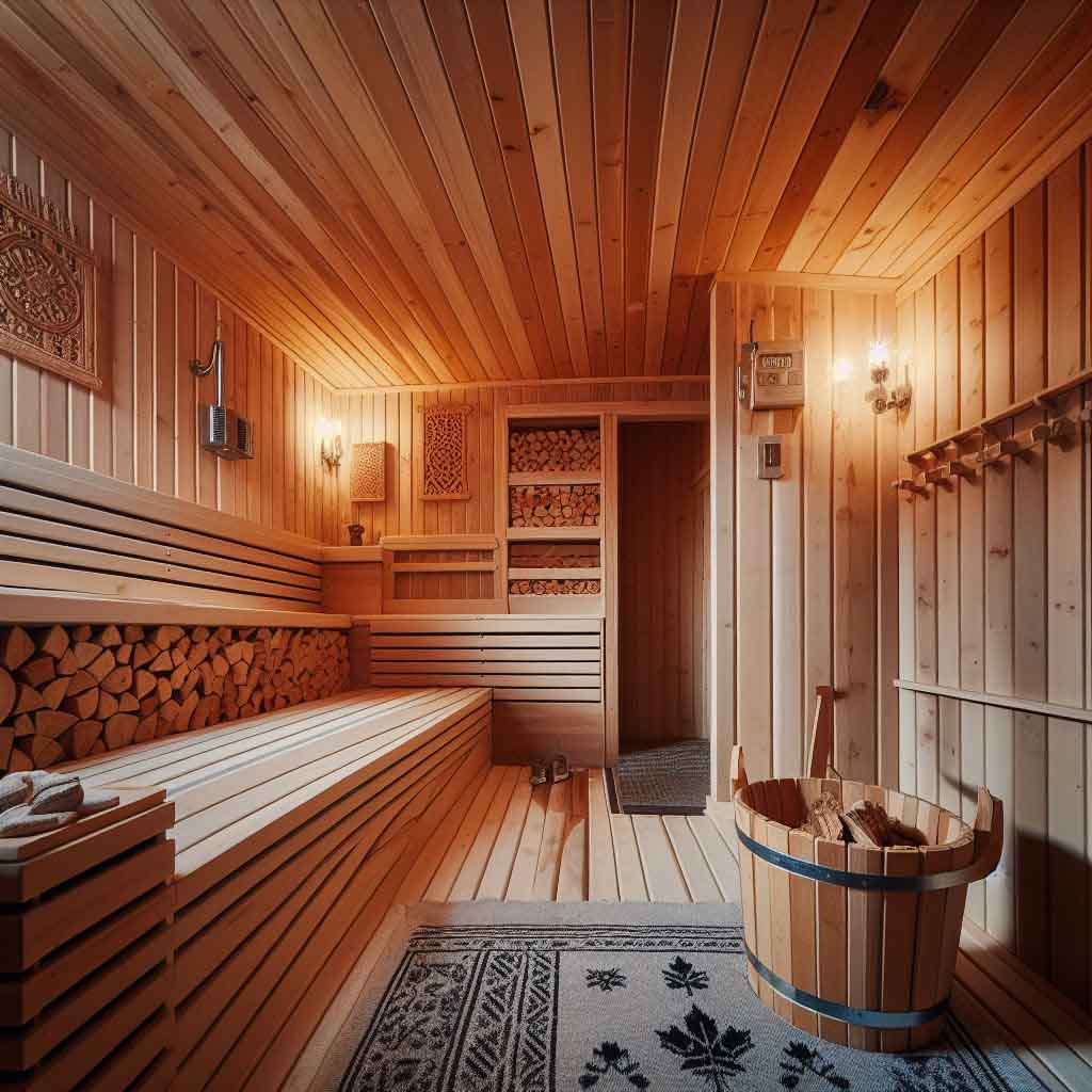 Cedar wood in the sauna